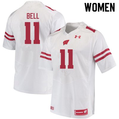 Women's Wisconsin Badgers NCAA #11 Skyler Bell White Authentic Under Armour Stitched College Football Jersey FU31V25TP